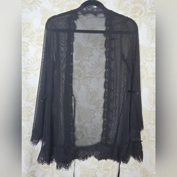Fredericks of Hollywood Set of 2 Open Front Robe Lingerie Sheer Lace Coverup S/M - Picture 4 of 15